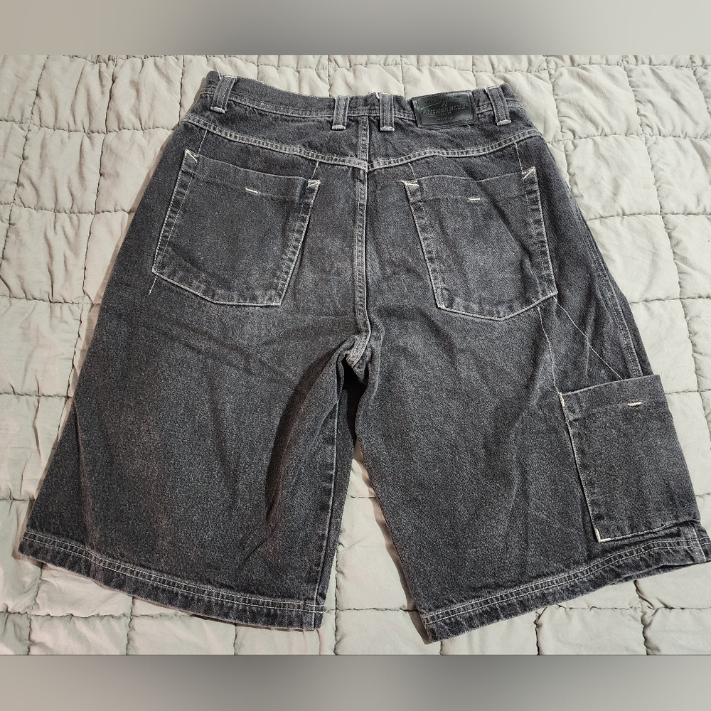 Vintage Anchor Blue Jean Denim Black Shorts Size 38 Y2K Streetwear - Picture 6 of 6
